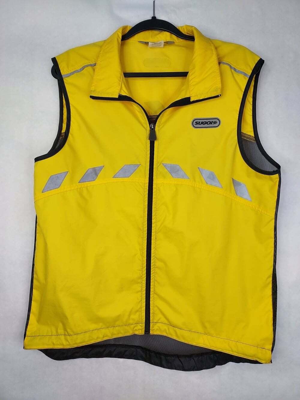 Sugoi Cycling Vest Men M Yellow Full Zip Mesh Back Pocket Bike Reflective Hi-Vis